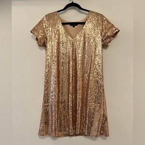 Lulus Light Up the Night Gold Sequin Dress (Taylor Swift Fearless Era Vibe)